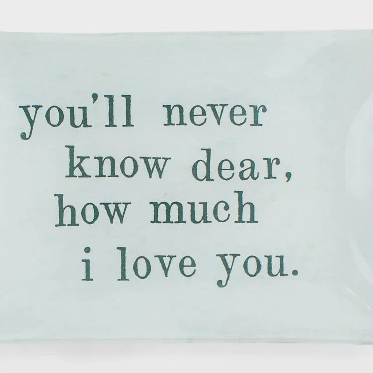 Pale green glass plaque featuring a dear large rectangle decoupage design