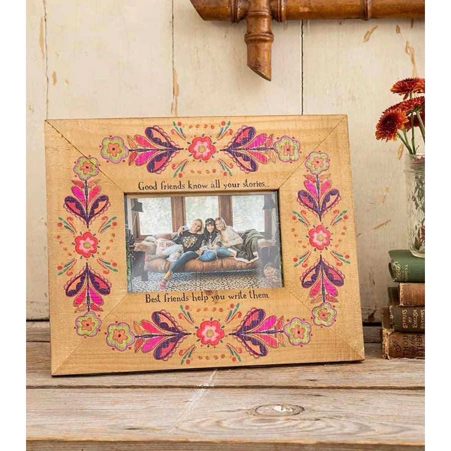 Personalized wooden picture frame from the Good Friend Folk collection for cherished memories