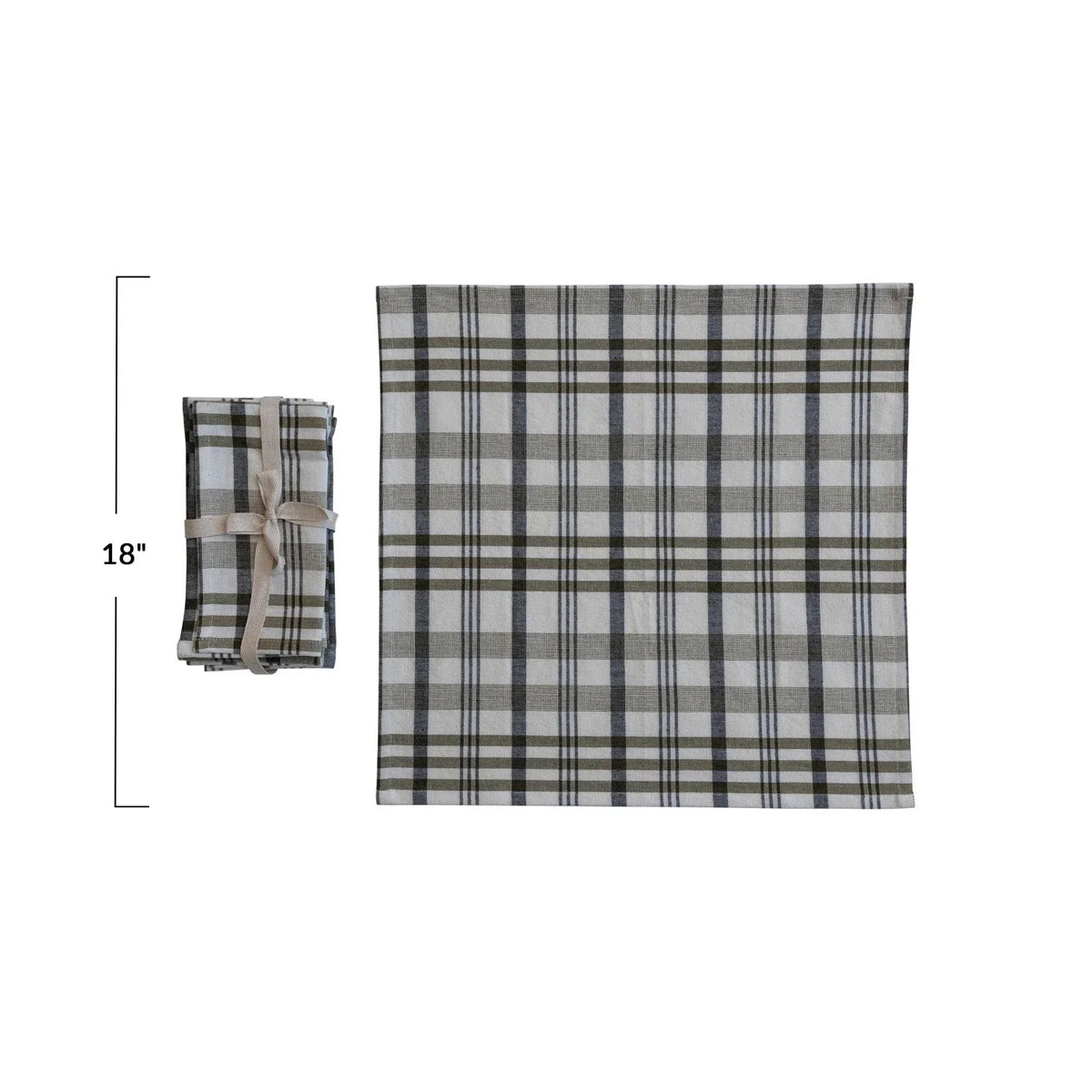 Plaid patterned stonewashed cotton fabric swatch in gray, black, and white tones