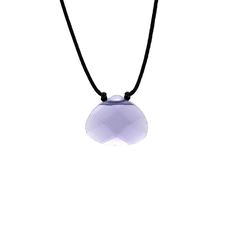 Purple VIOLET CREATIVITY COLOR POWER NECKLACE with black cord, showcasing color power