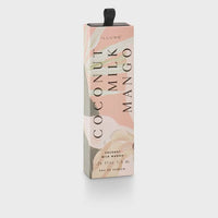Rectangular Coconut Milk Mango Petite Perfume Spray box with black fabric pull tab