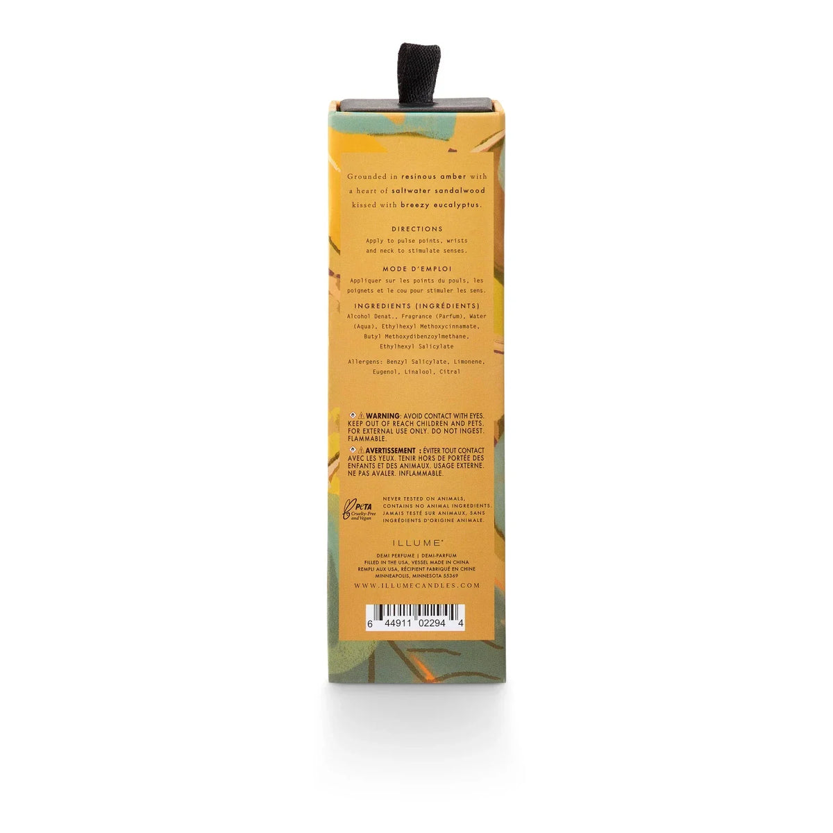 Rectangular box of Santal Birch Petite Perfume Spray with ingredients and usage directions
