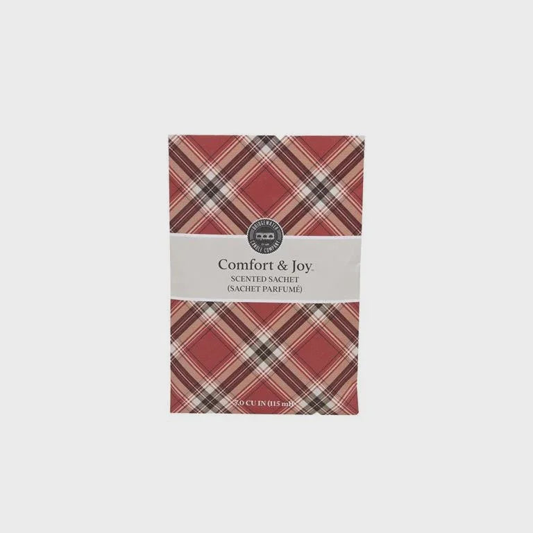 Comfort and Joy Scented Sachet by Bridgewater in plaid pattern