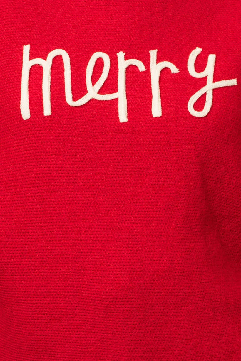 Red Merry Sweater for women’s boho chic clothing available at Shop Daisy