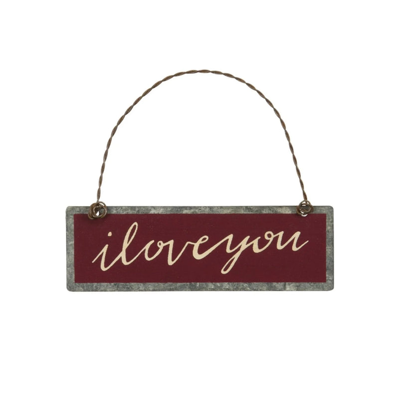 Red and gold LOVE sign displayed as a perfect Christmas ornament for holiday decor