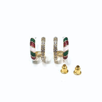 Festive candy cane sparkle striped cufflinks with gold accents