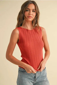 RIBBED KNITTED TOP showcasing a stylish viscose ribbed knitted design for boho chic clothing