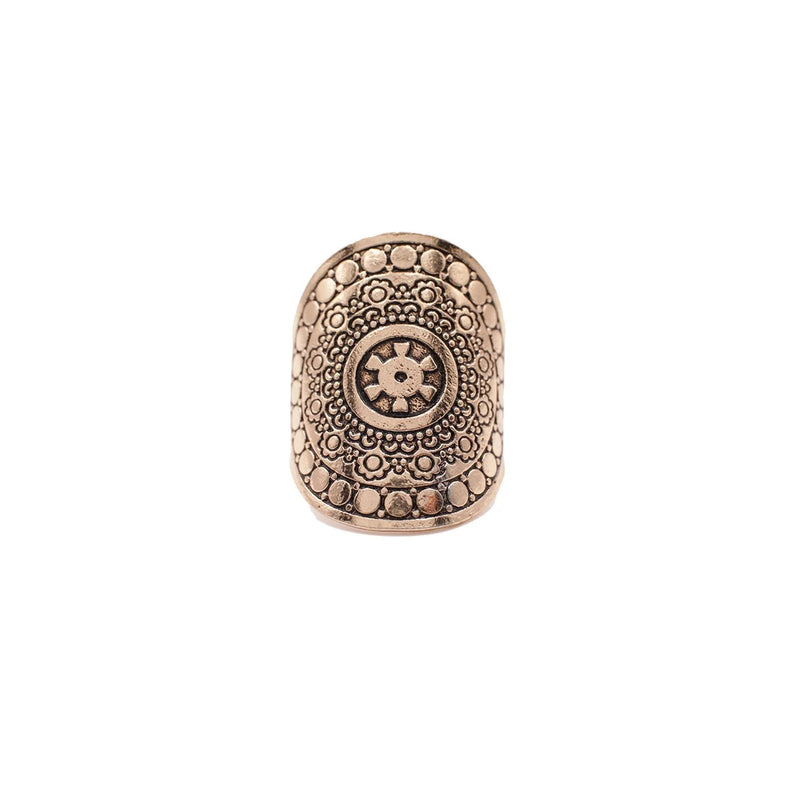 Stamped intricate adjustable ring featuring a circular design for a stylish statement