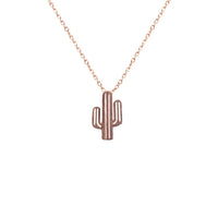 Rose gold dainty cactus necklace featuring a small cactus charm for elegant style