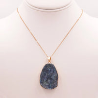 Rose gold chain necklace with blue quartz genuine stone pendant for elegant jewelry collection