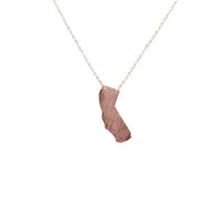 Rose gold California necklace featuring a wooden rose cutout, perfect for Cali girls