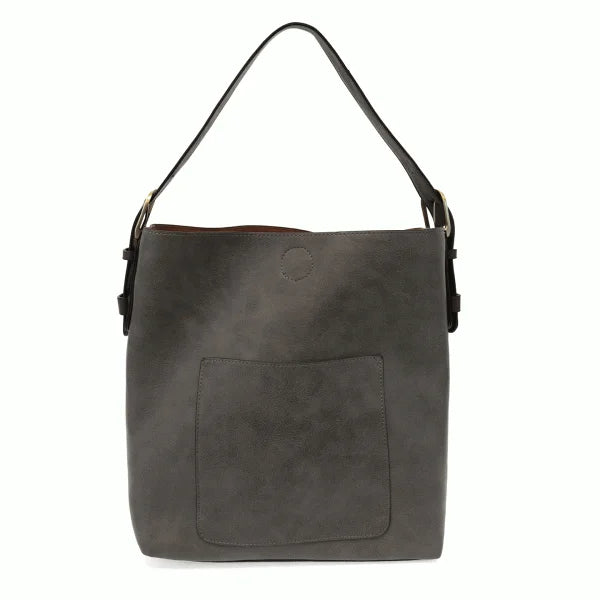 The Row Leather Tote Bag in classic hobo style, crafted from vegan leather as a main bag