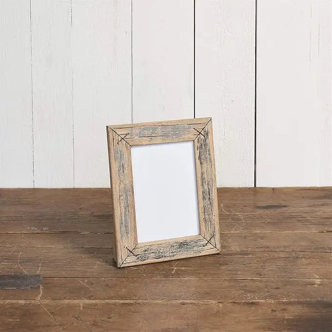 Rustic wooden picture frame with white mat insert for a boho flowy decor style