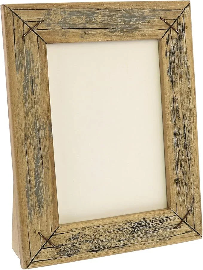 Rustic wooden picture frame with weathered finish perfect for a boho style decor