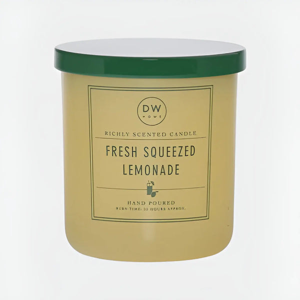 Scented Fresh Squeezed Lemonade Candle in yellow container, perfect for boho decor