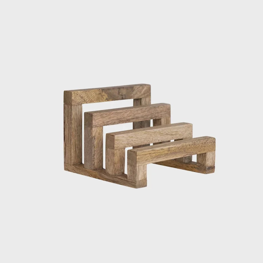 Set of four nested mango wood frames in varying sizes for a stylish wood stand