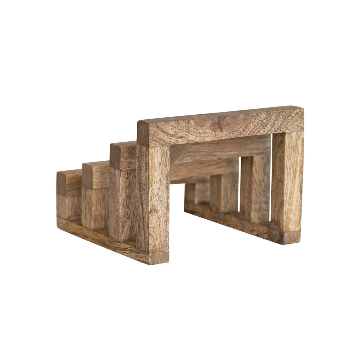 Set of three rustic nesting mango wood tables from the Mango Wood Stand collection