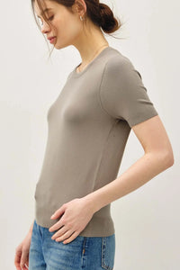 Ultra soft women’s boho chic clothing short sleeve fitted crew-neck top