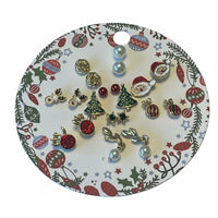 Festive Christmas earring set with silver charm bracelet accents