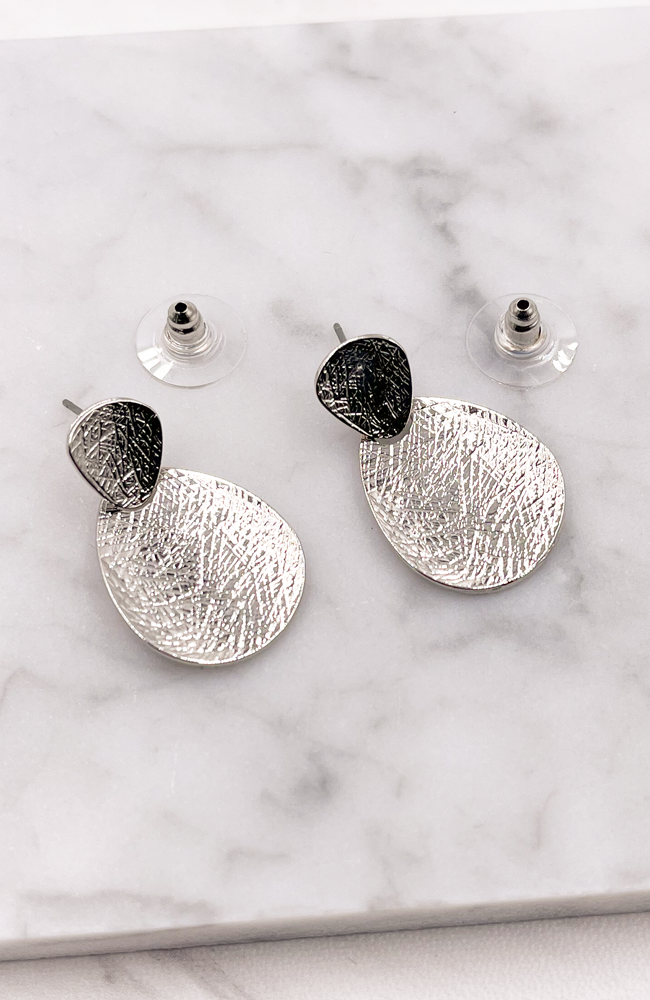 Textured Silver Earrings - Earrings