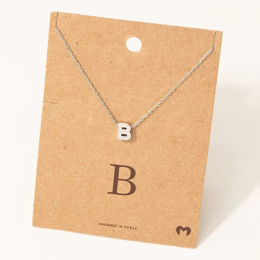 Silver dainty letter B necklace from personalized initial jewelry collection