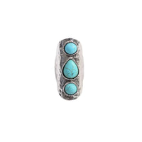 Silver adjustable ring with turquoise stones for elegant jewelry style