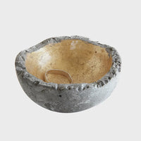 Decorative Cement Bowl with gold encrusted interior ideal for a stylish ring bowl