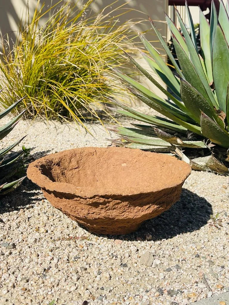 Small bowl with a plant showcasing Decorative Handmade Paper Mache Bowl artistry