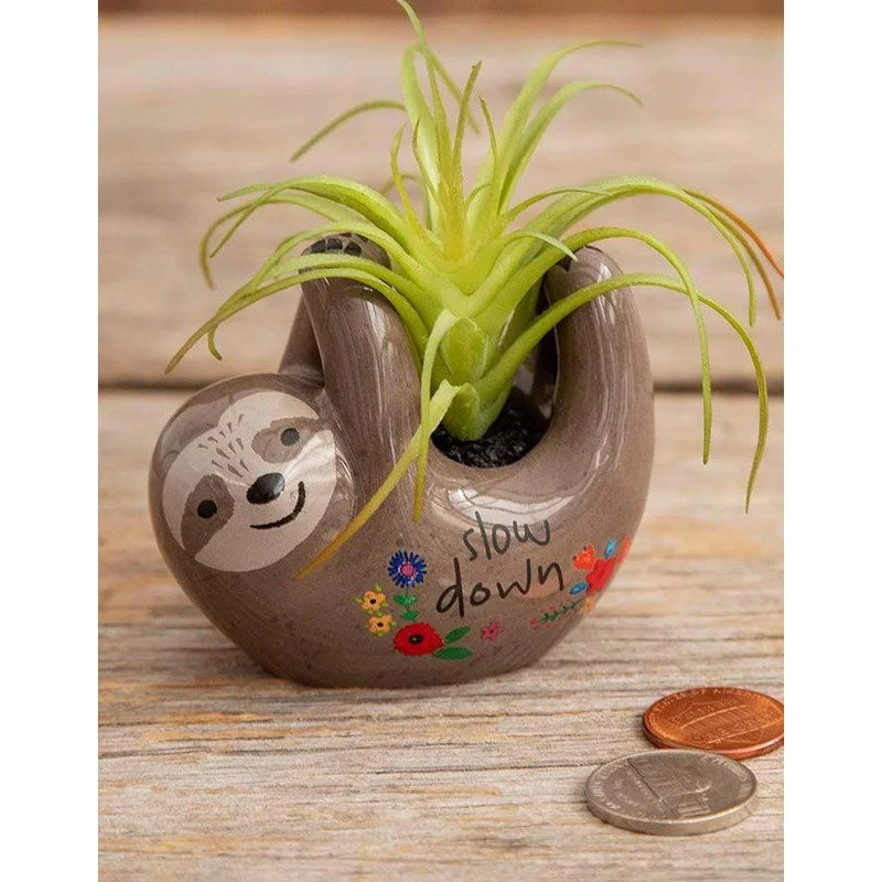 Small ceramic planter with sloth face design from Sloth Faux Critter Succulent