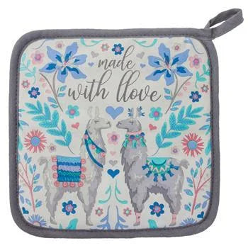 Small zipper pouch featuring a cute elephant and flowers, ideal for Llama Oven Mitt set