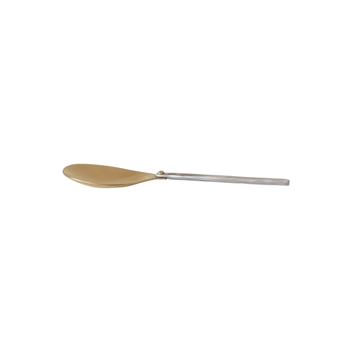 Brass serving spoon with a stylish hammered aluminum handle for elegant serving