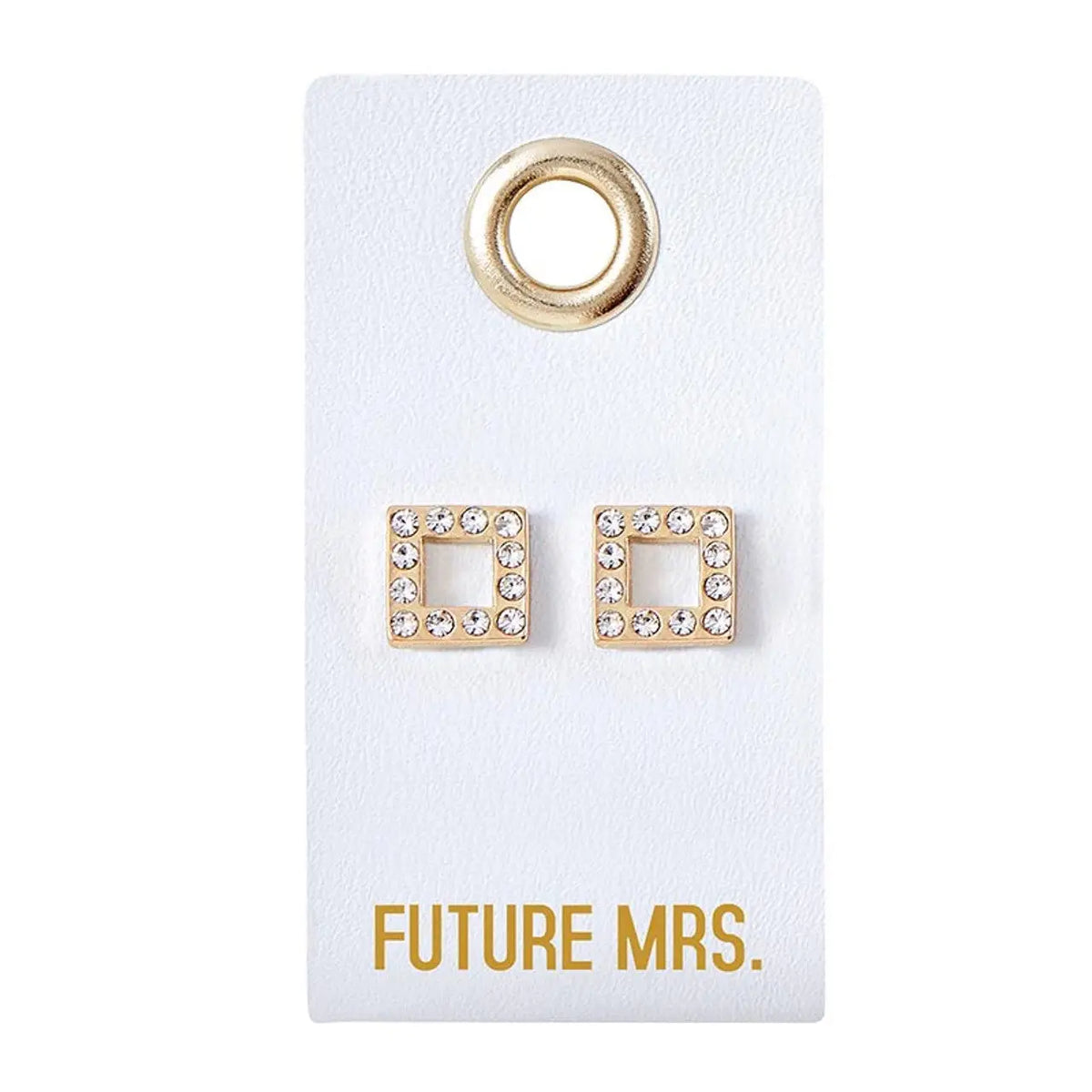 Square crystal earrings from LOVE WEDDING EARRING collection, perfect gold bridal wedding earring