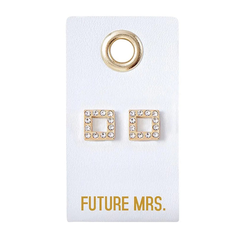 Square crystal earrings from LOVE WEDDING EARRING collection, perfect gold bridal wedding earring