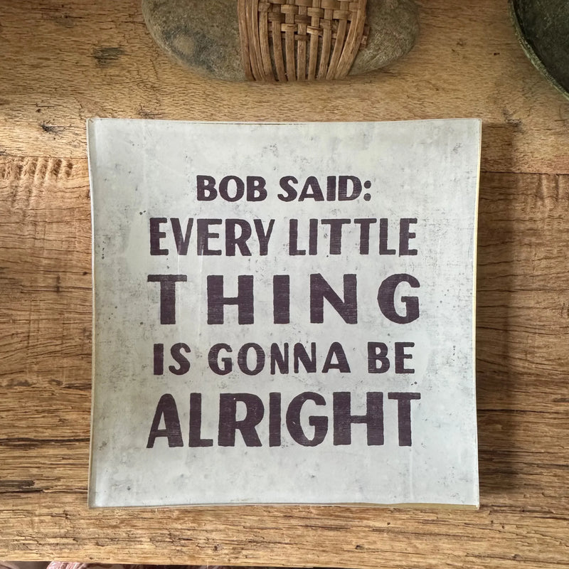 Small square decoupage plate with distressed finish from BOB SAID SMALL SQUARE DECOUPAGE PLATE collection