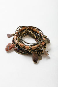 Bohemian Stone and Bead Stack Bracelet - Bracelets