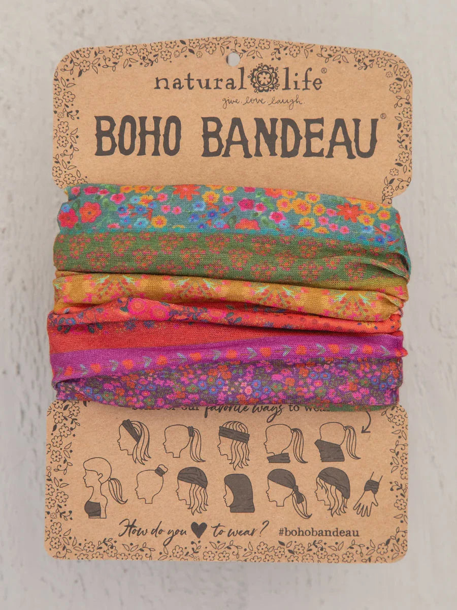 Colorful fabric stack for FULL BOHO BANDEAU HEADBAND - RAINBOW BORDERS headwrap