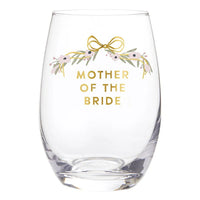 Gold foil floral design stemless wine glass for stemless wine occasions and gifts