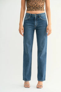 Mid Rise Waist Classic Straight Leg Denim Jeans in Medium Wash from Shop Daisy