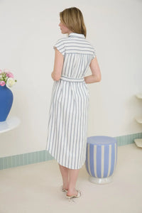 Striped belted midi dress in women’s boho chic clothing from Shop Daisy