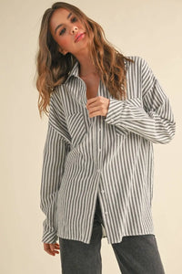 Women’s boho chic clothing striped button-down shirt in size small from Shop Daisy