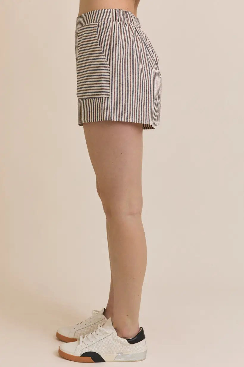 Image of Striped Pocket Shorts featuring stylish stripe pocket design and casual style