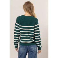 Trendy striped henley sweater