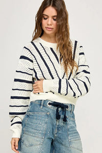 V-Striped Knit Sweater, women’s boho chic clothing for stylish knit sweater fashion at Shop Daisy