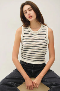Chunky knit striped sweater tank top for a stylish layered look