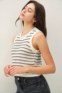 Striped knit chunky knit sweater tank top for stylish layered looks