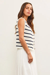 Striped Button Closure Sleeveless Vest, a stylish choice in women’s boho chic clothing