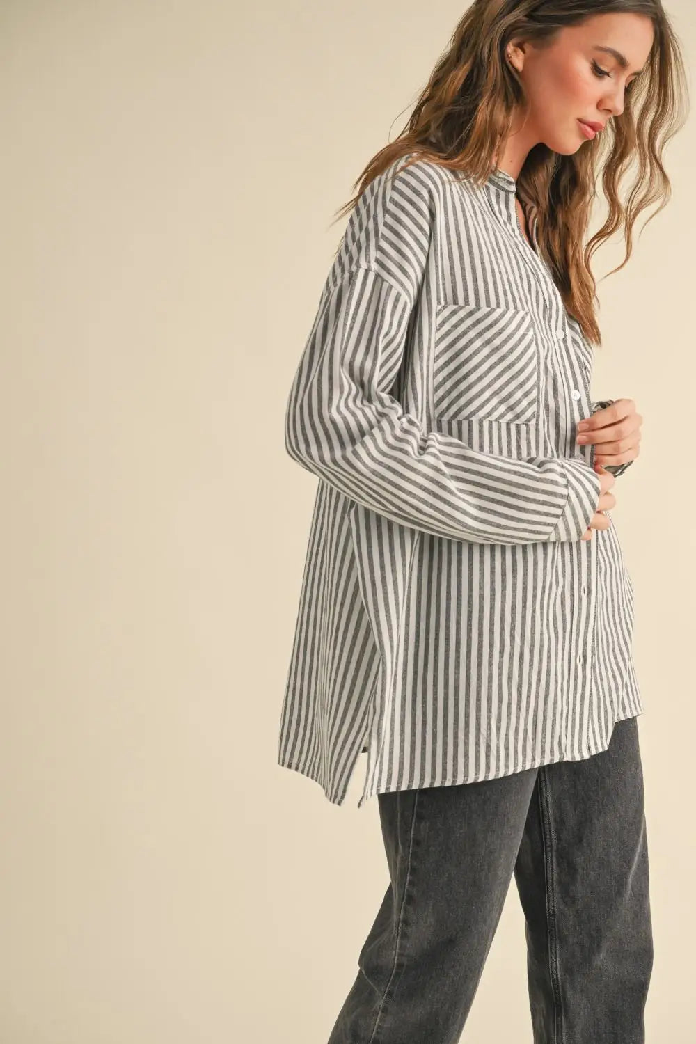 Striped long-sleeved shirt in size small from Shop Daisy women’s boho chic clothing