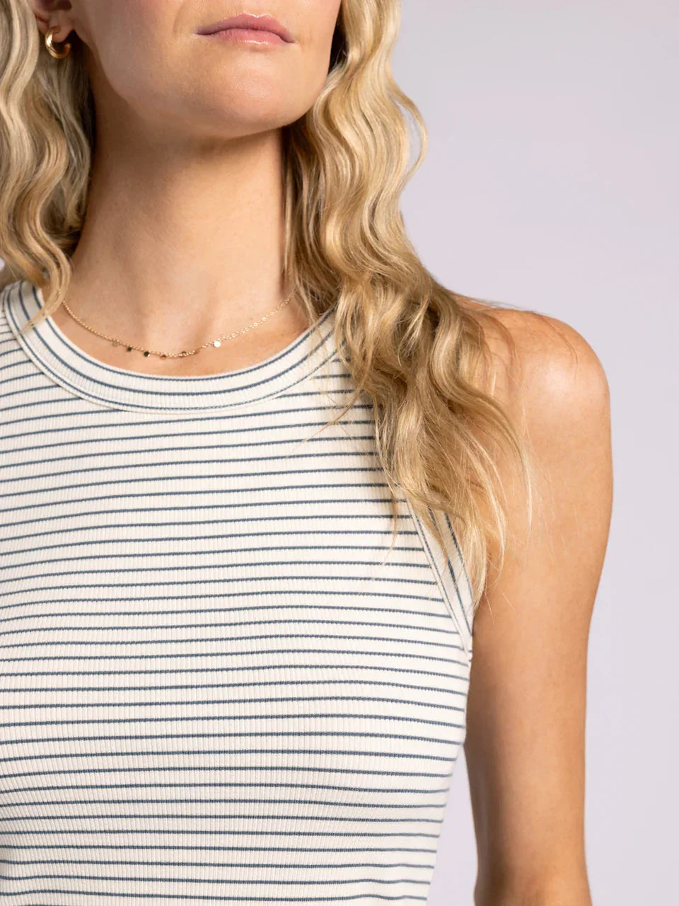 Striped ribbed edlin basic tank top displayed in Edlin Basic Tank collection