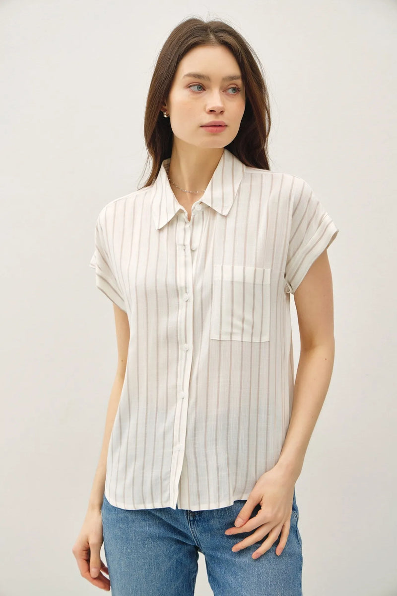 Short sleeve striped shirt displayed in the SHORT SLEEVE STRIPED SHIRT product image