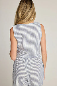 Striped sleeveless jumpsuit from SUNDAY RITUAL DAHLIA LINEN TOP, perfect women’s boho chic clothing